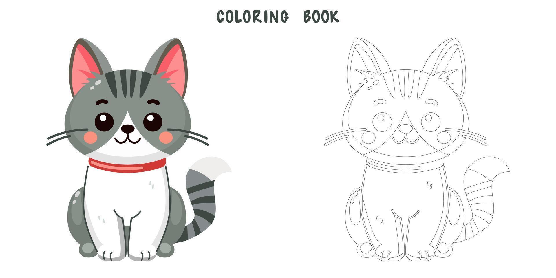 kleur boek van grijs en wit kat vector