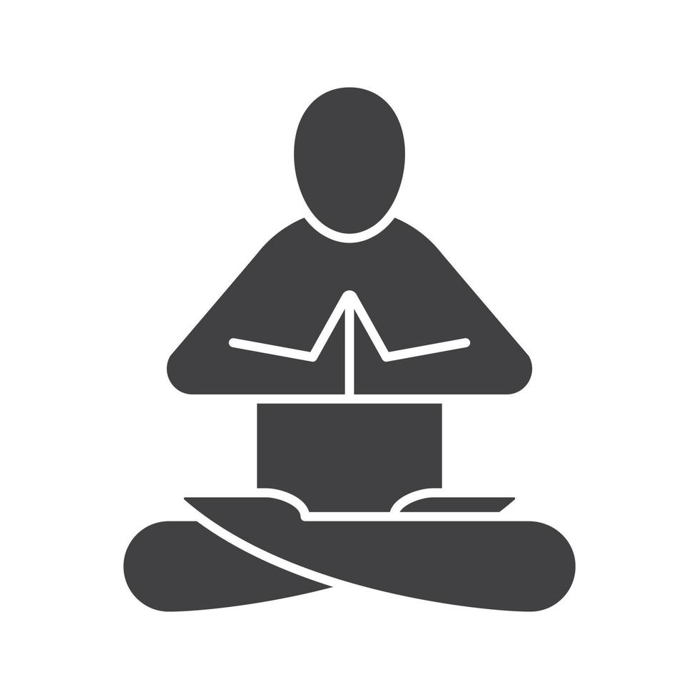 yoga positie glyph icoon. silhouet symbool. yoga klas. negatieve ruimte. vector geïsoleerde illustratie