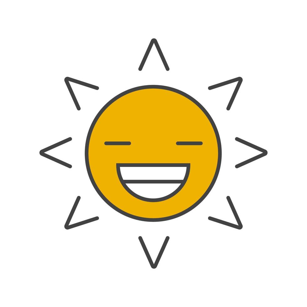 lachende zon kleur icoon. zomerseizoen. geïsoleerde vectorillustratie vector