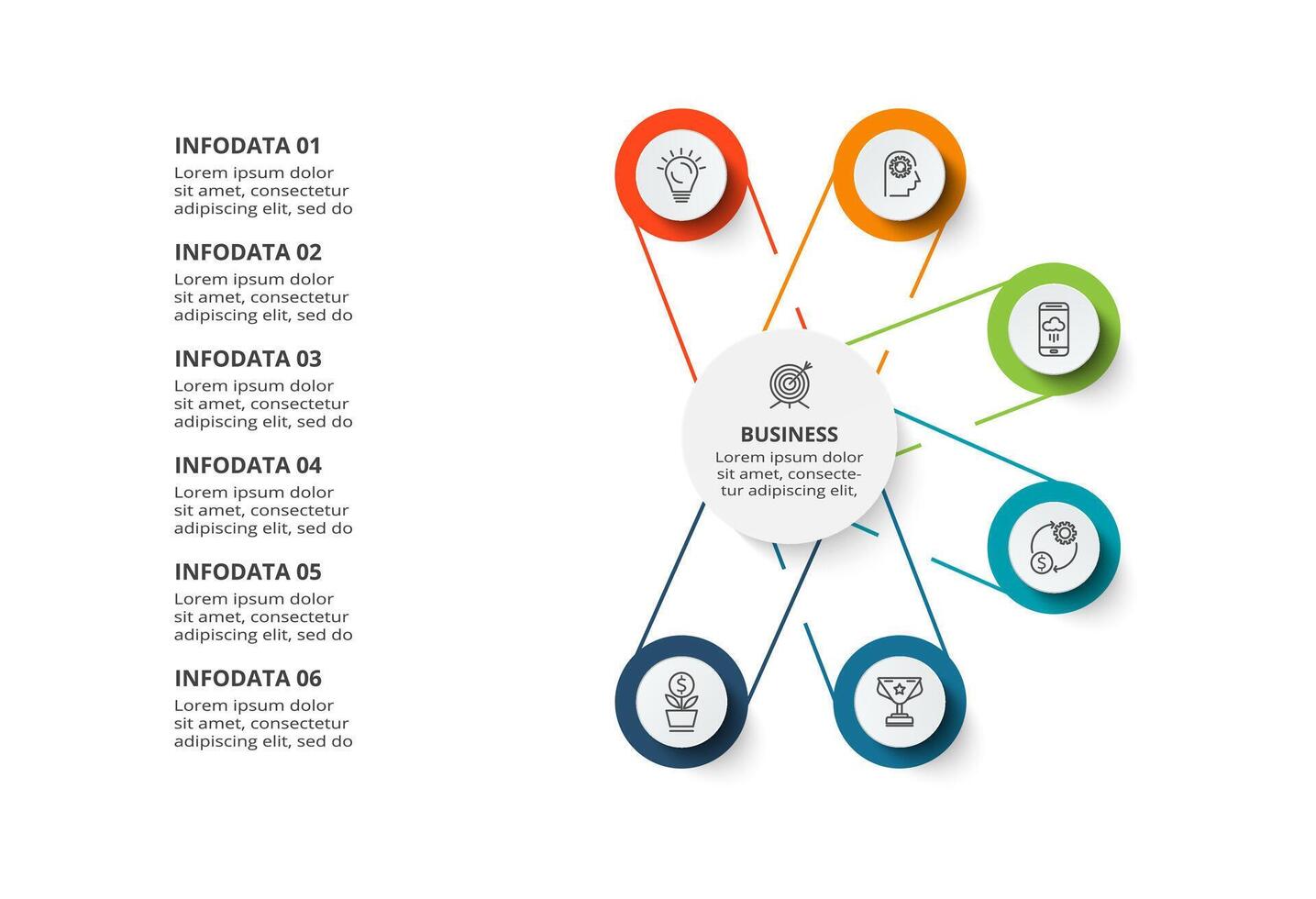 creatief concept voor infographic met 6 stappen, opties, onderdelen of processen. bedrijf gegevens visualisatie. vector