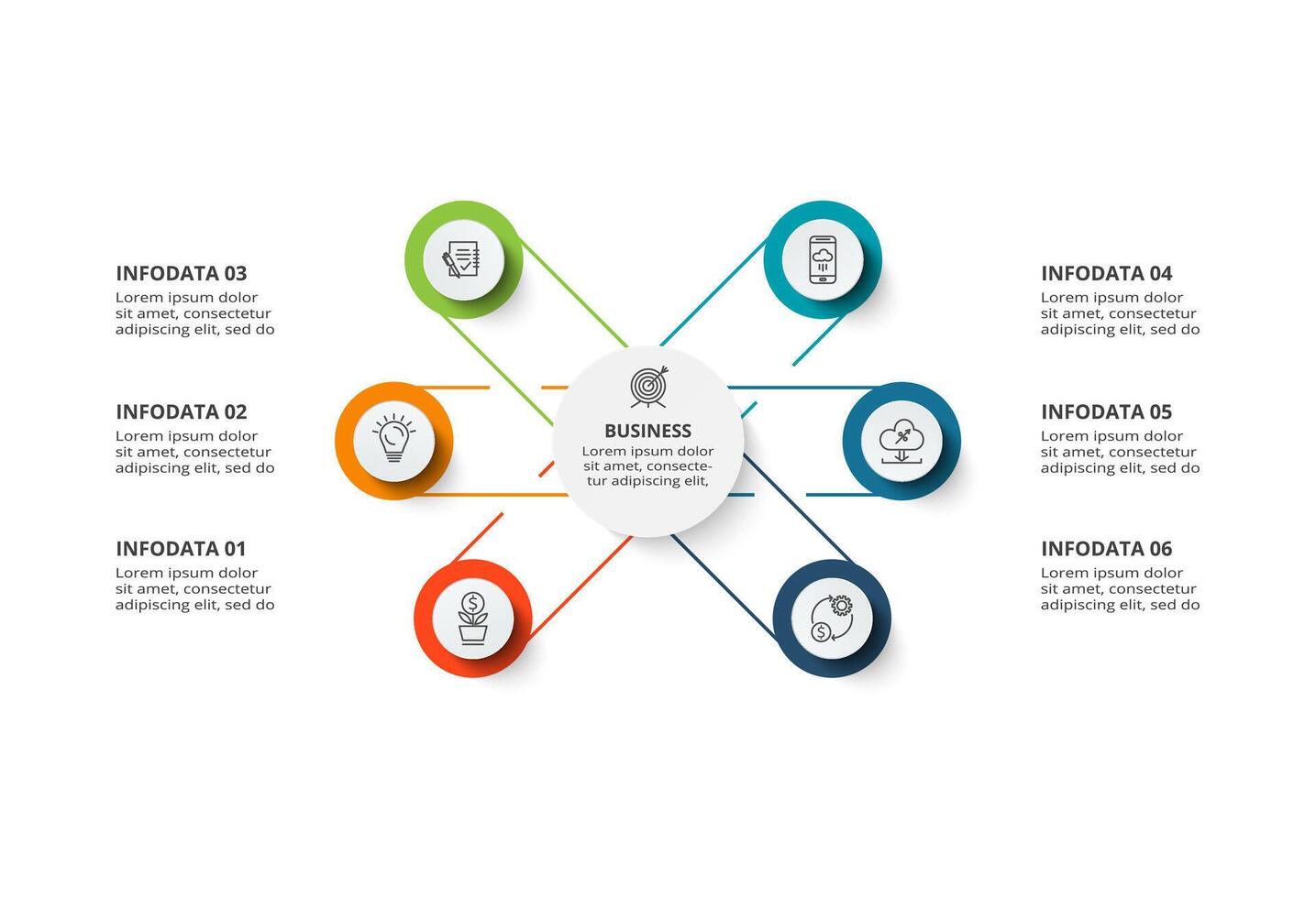 creatief concept voor infographic met 6 stappen, opties, onderdelen of processen. bedrijf gegevens visualisatie. vector