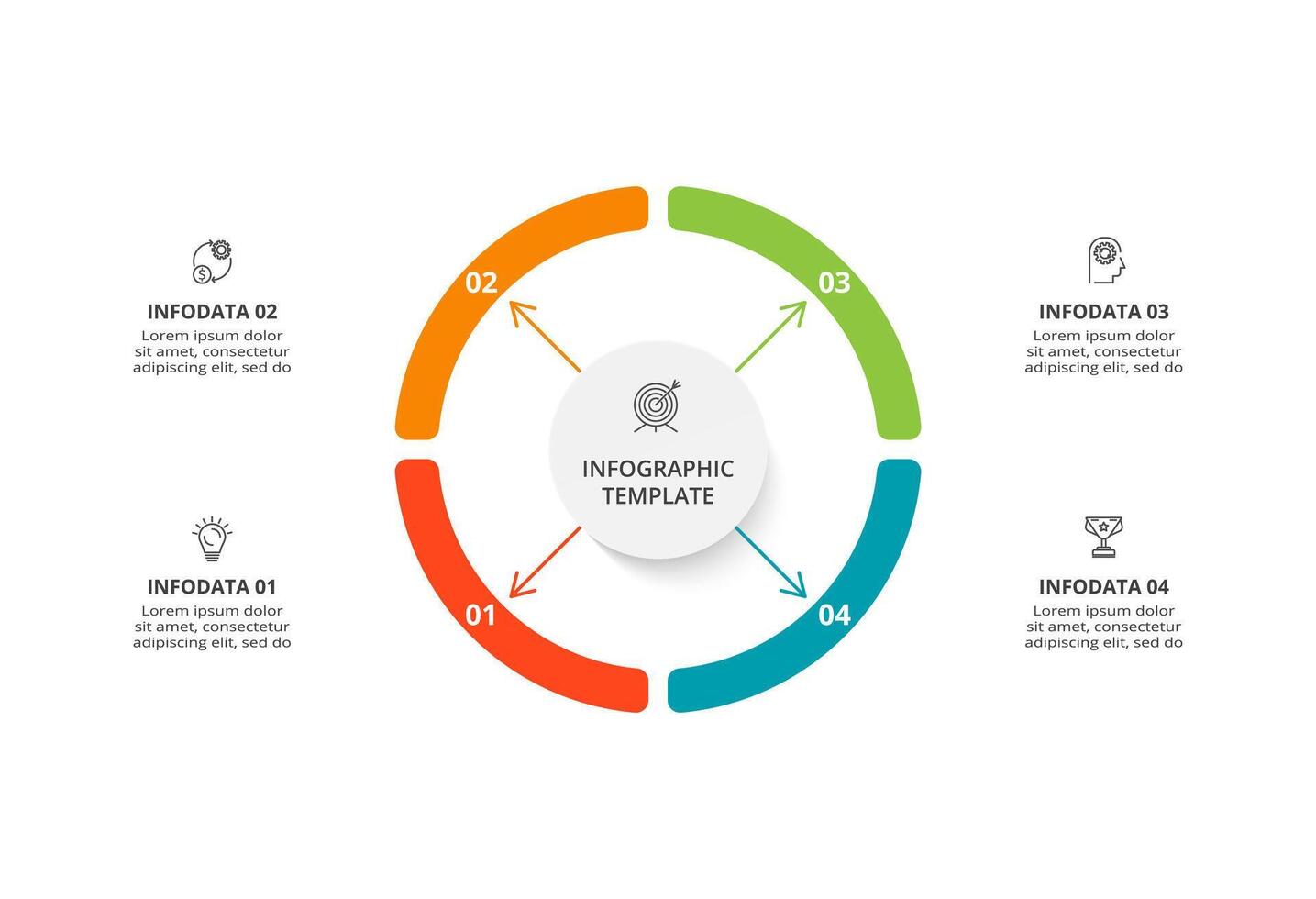 creatief concept voor infographic met 4 stappen, opties, onderdelen of processen. bedrijf gegevens visualisatie. vector