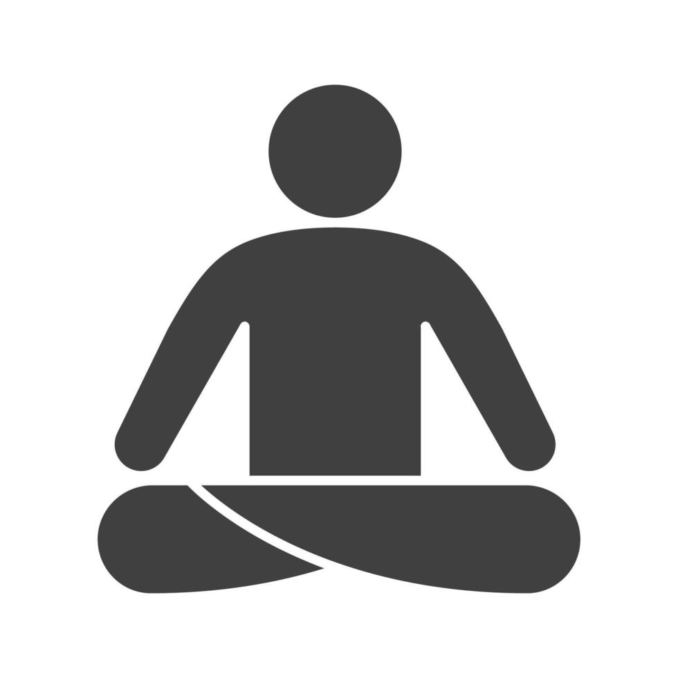 yoga positie glyph icoon. silhouet symbool. yoga klas. negatieve ruimte. vector geïsoleerde illustratie