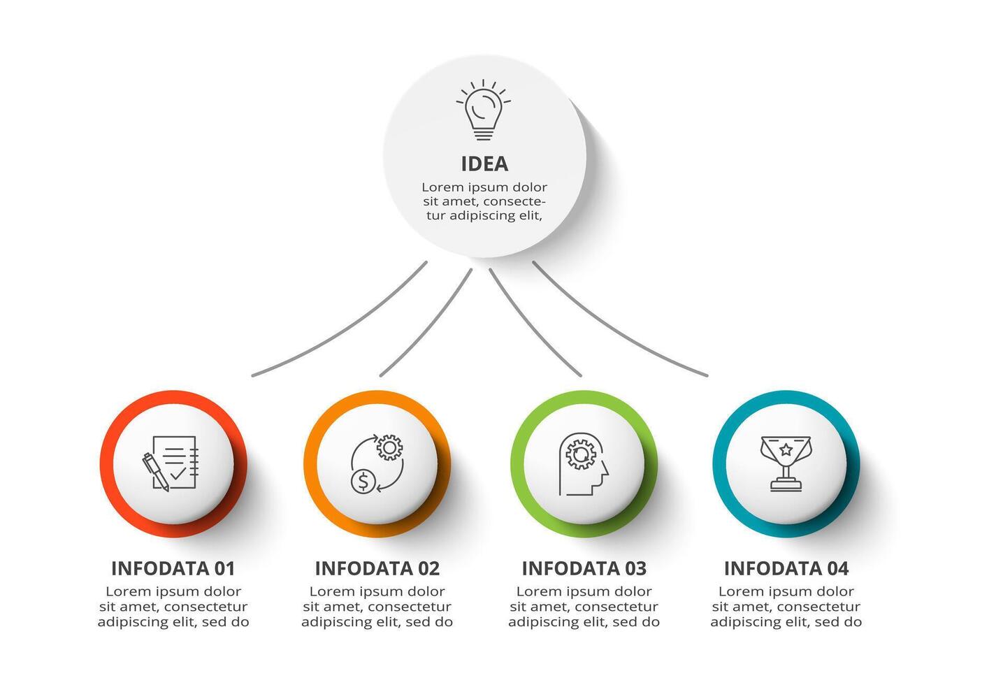 creatief concept voor infographic met 4 stappen, opties, onderdelen of processen. bedrijf gegevens visualisatie. vector