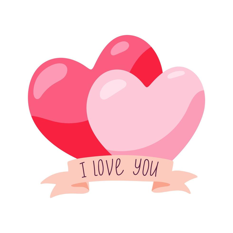 ik hou van jou - valentijnsdagconcept met hartjes en belettering. vector hand getekende illustratie