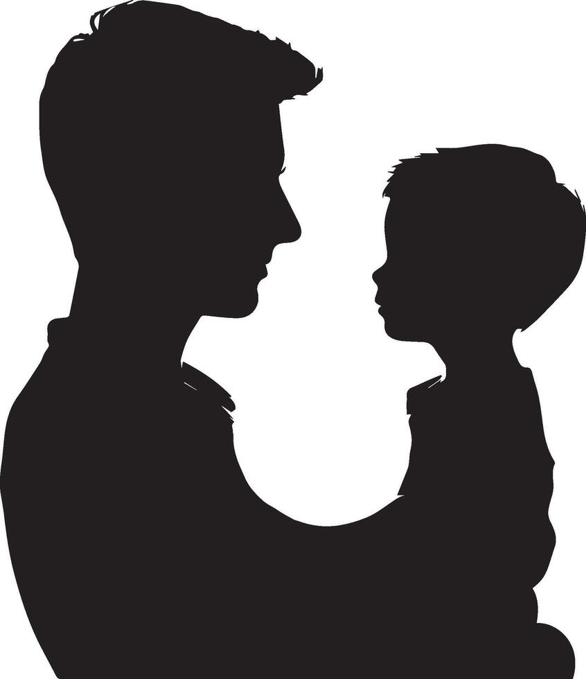 vader en zoon silhouet geïsoleerd Aan wit achtergrond. vader dag concept. vector