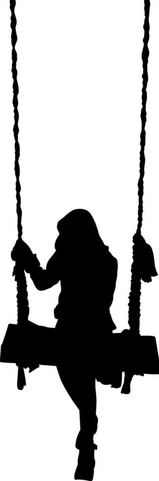 silhouet een mooi meisje swinging vector