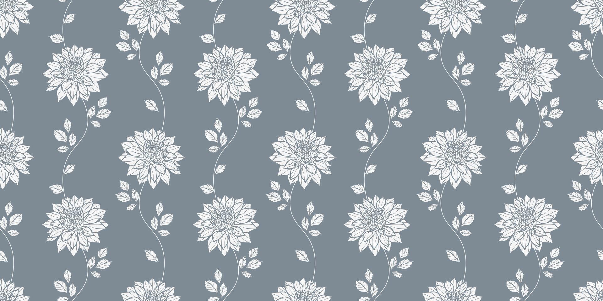 wijnoogst beklimming bloem naadloos patroon achtergrond, elegant grijs bloemen behang ontwerp vector