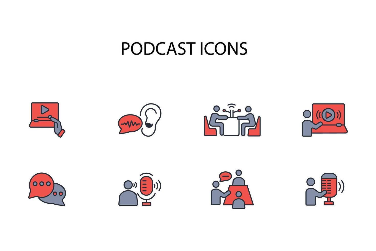 podcast icoon instellen..bewerkbaar slag.lineair stijl teken voor gebruik web ontwerp, logo.symbool illustratie. vector