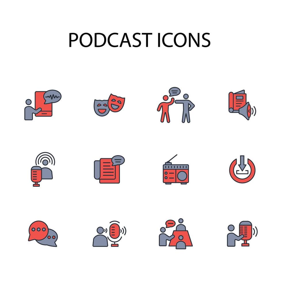 podcast icoon instellen..bewerkbaar slag.lineair stijl teken voor gebruik web ontwerp, logo.symbool illustratie. vector