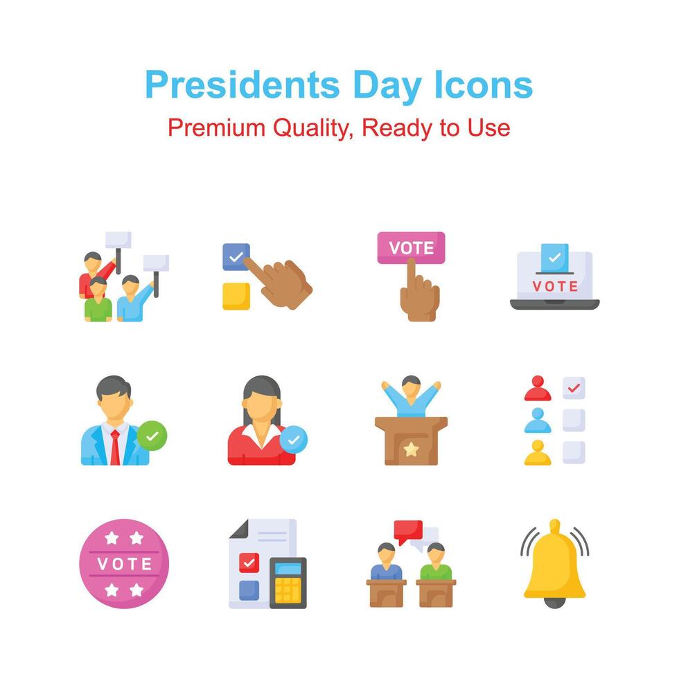 krijgen uw handen Aan presidenten dagen pictogrammen set, klaar naar gebruik in websites en mobiel apps vector