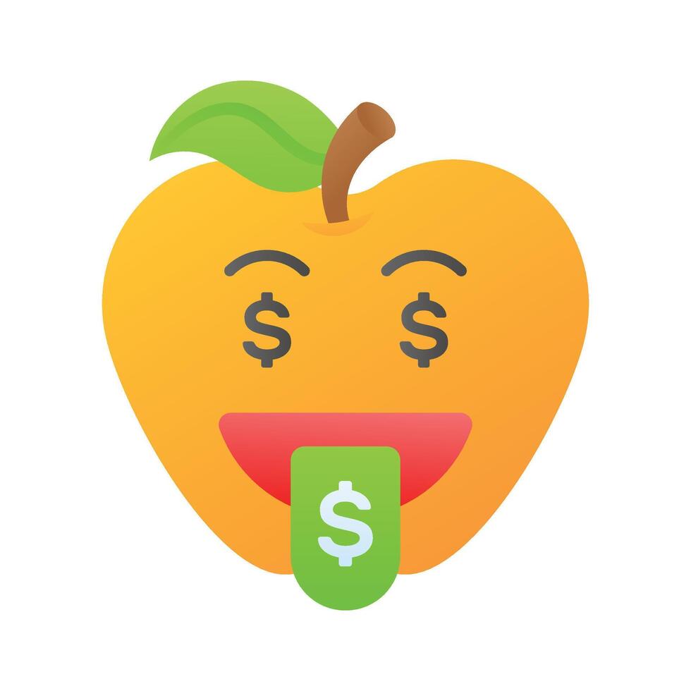 rijk emoji ontwerp, hebzuchtig uitdrukkingen, dollar teken Aan tong vector