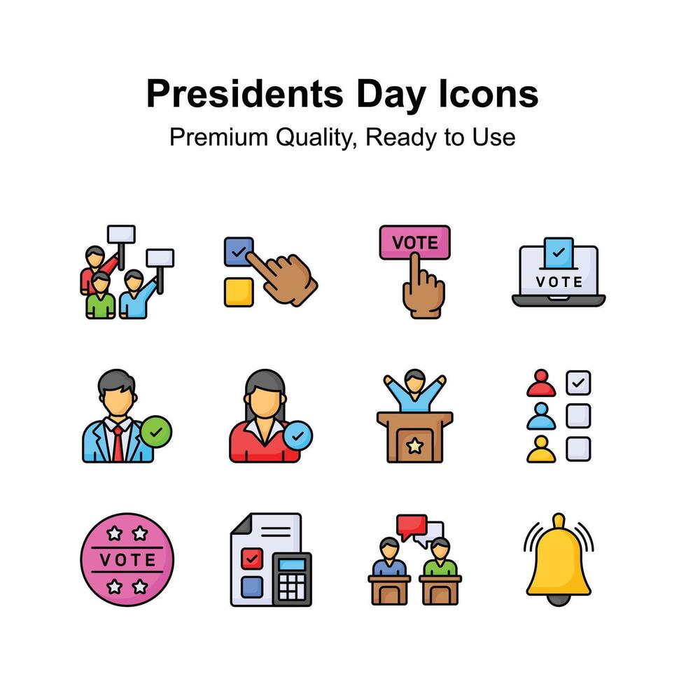 krijgen uw handen Aan presidenten dagen pictogrammen set, klaar naar gebruik in websites en mobiel apps vector