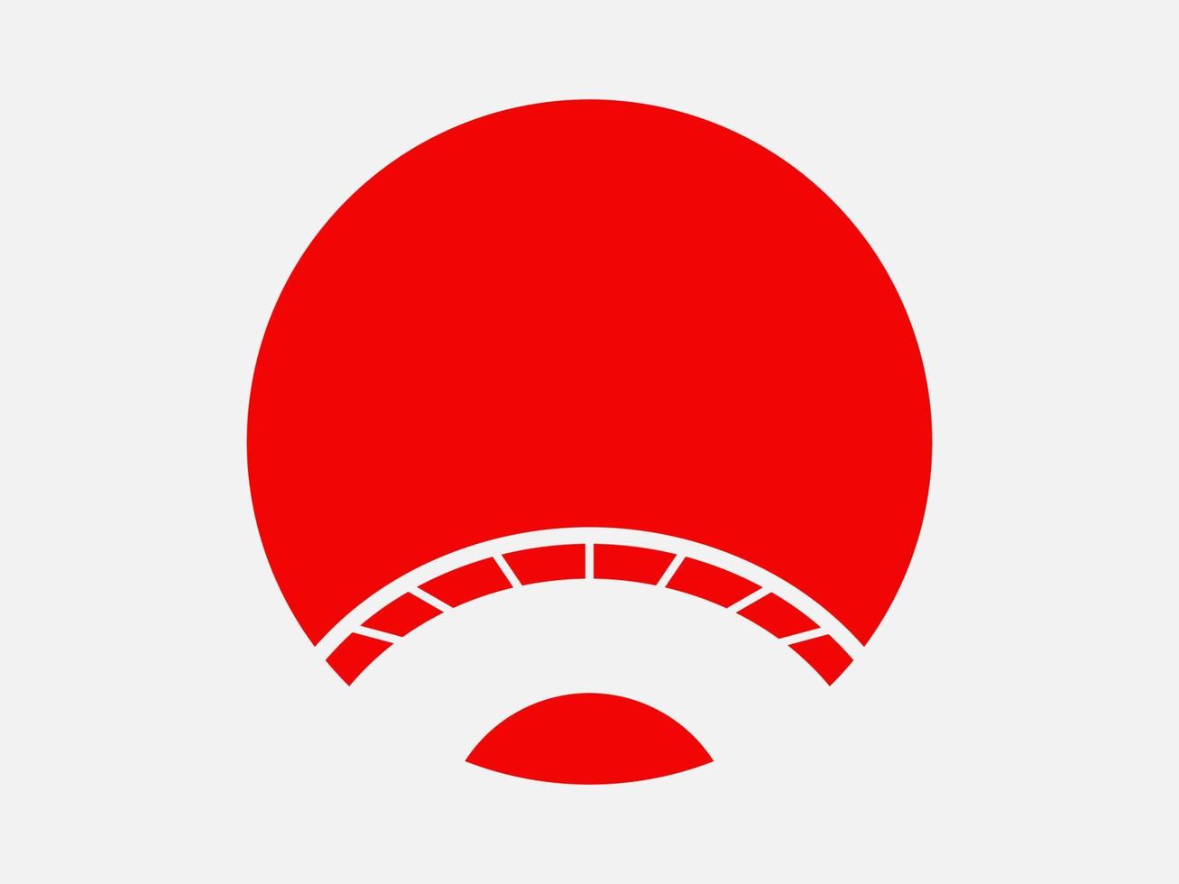 silhouet van traditionele Japanse brug op Japanse vlagachtergrond vector