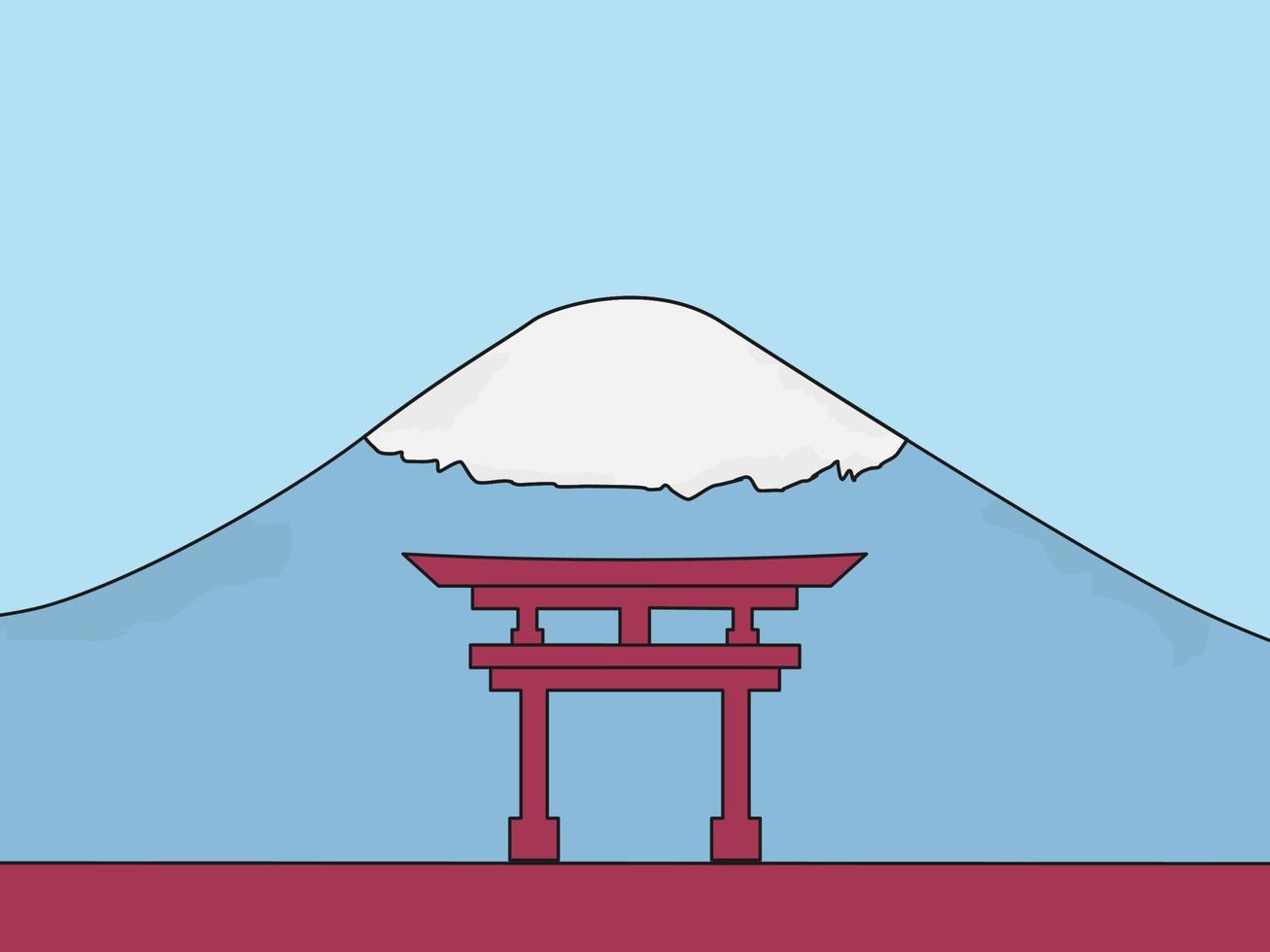 japanse cultuur dag achtergrond of wenskaart ontwerp. illustratie van een Japanse poort met de berg Fuji op de achtergrond en een kopieerruimte. geschikt geplaatst op inhoud met dat thema. vector