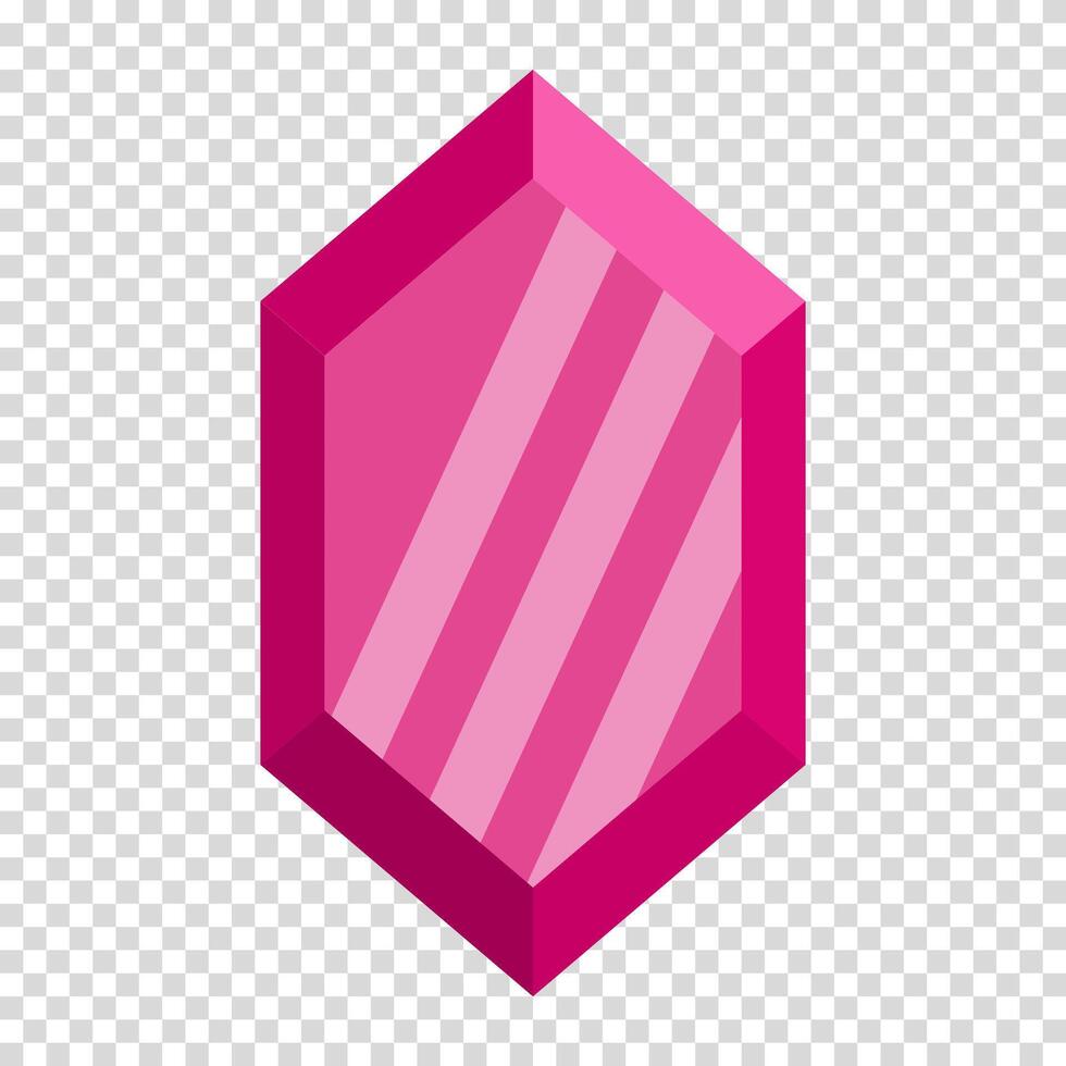 zeshoekig smaragd, edelsteen, roze kleur, diamant, duur sieraden, vlak ontwerp, gemakkelijk afbeelding, tekenfilm stijl. de concept van een duur Product. lijn icoon voor bedrijf en reclame vector