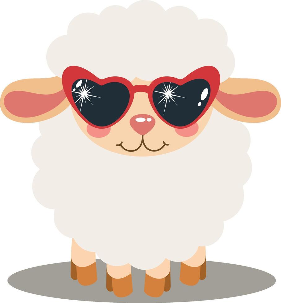 grappig schapen lam met hart zonnebril vector