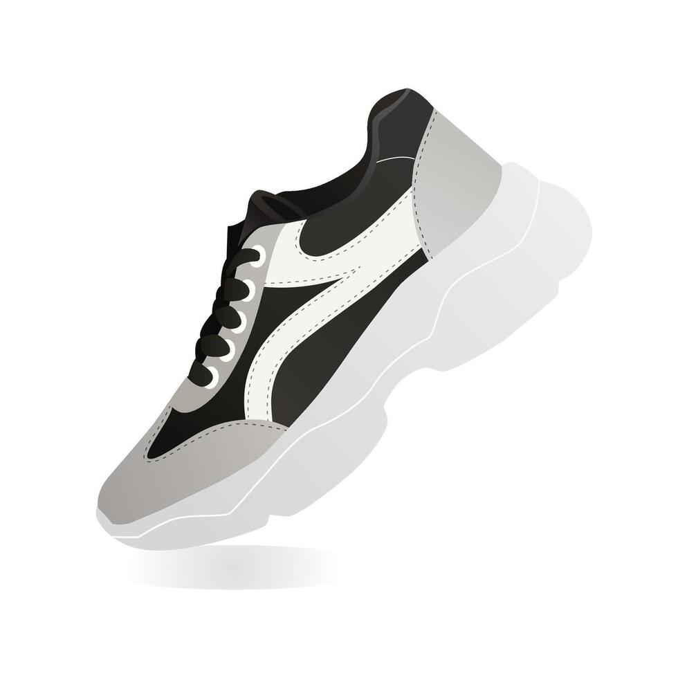 illustratie van van sneaker van sportschoenen kant visie vector