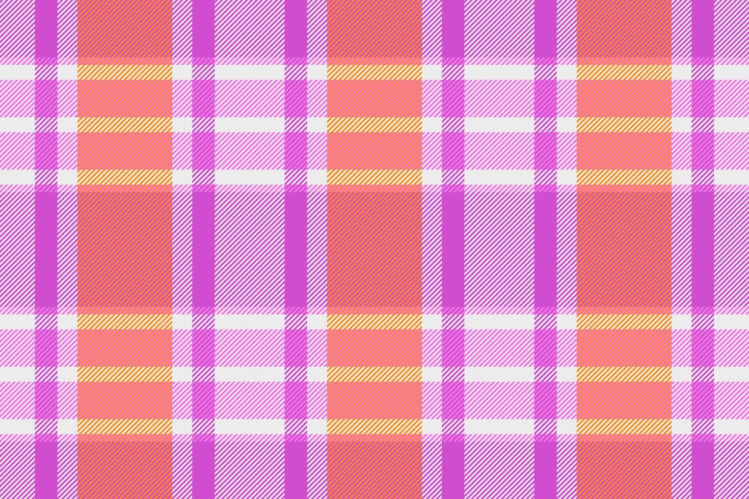 verjaardag kaart kleding stof patroon, vezel structuur naadloos achtergrond. realistisch controleren Schotse ruit textiel plaid in magenta en wit kleuren. vector