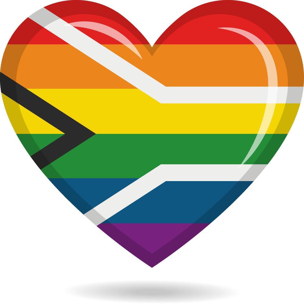 regenboog zuiden Afrika lgbt trots vlag in hart vorm illustratie vector