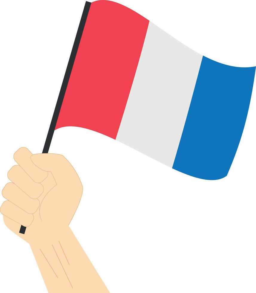 hand- Holding en stijgende lijn de maritiem vlag naar staan voor de brief t illustratie vector