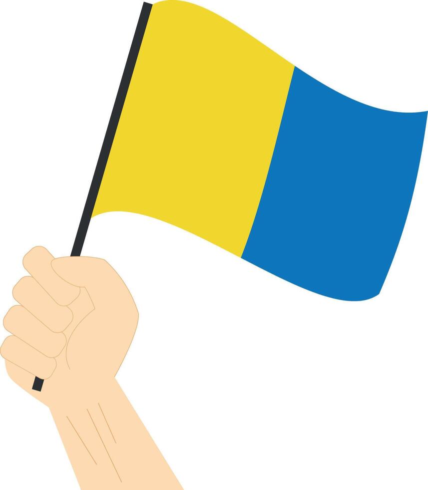 hand- Holding en stijgende lijn de maritiem vlag naar staan voor de brief k illustratie vector