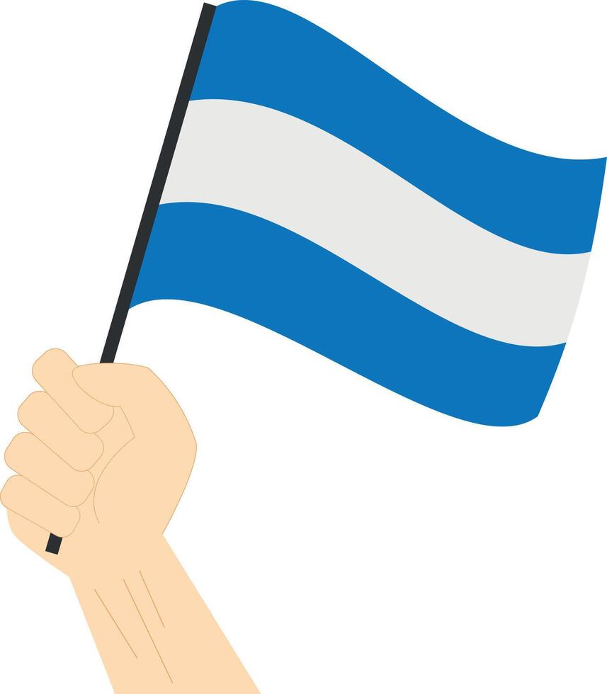 hand- Holding en stijgende lijn de maritiem vlag naar staan voor de brief j illustratie vector