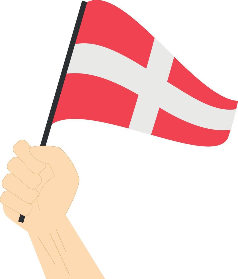 hand- Holding en stijgende lijn de maritiem vlag naar staan voor de aantal vier illustratie vector