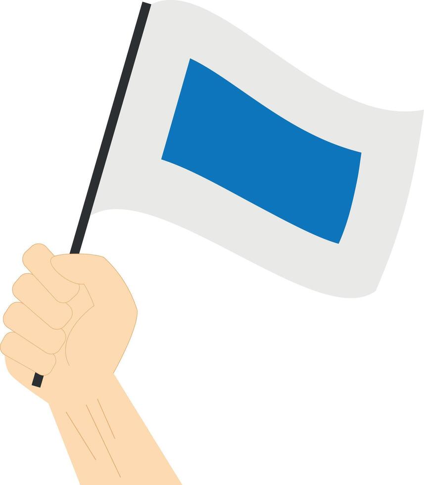 hand- Holding en stijgende lijn de maritiem vlag naar staan voor de brief s illustratie vector
