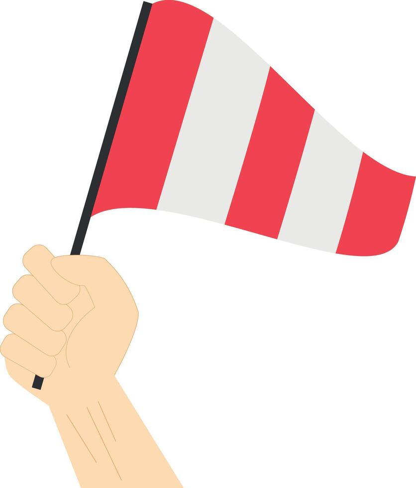 hand- Holding en verhogen de auxiliar maritiem vlag code en antwoord illustratie vector