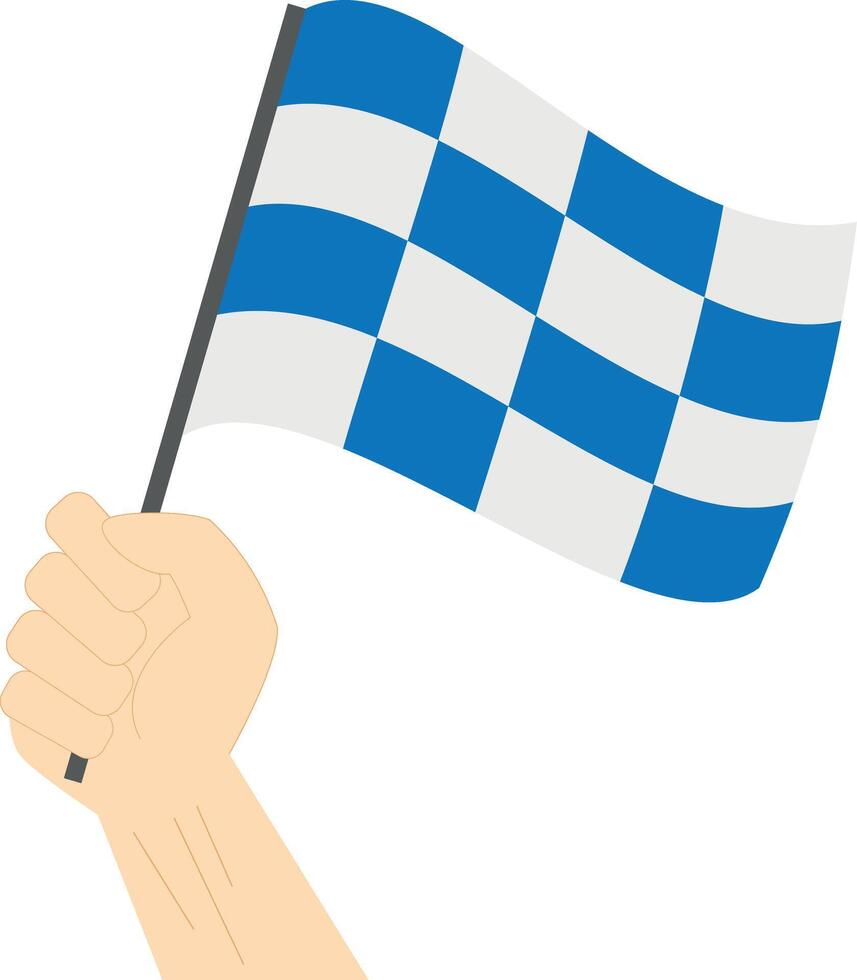 hand- Holding en stijgende lijn de maritiem vlag naar staan voor de brief n illustratie vector