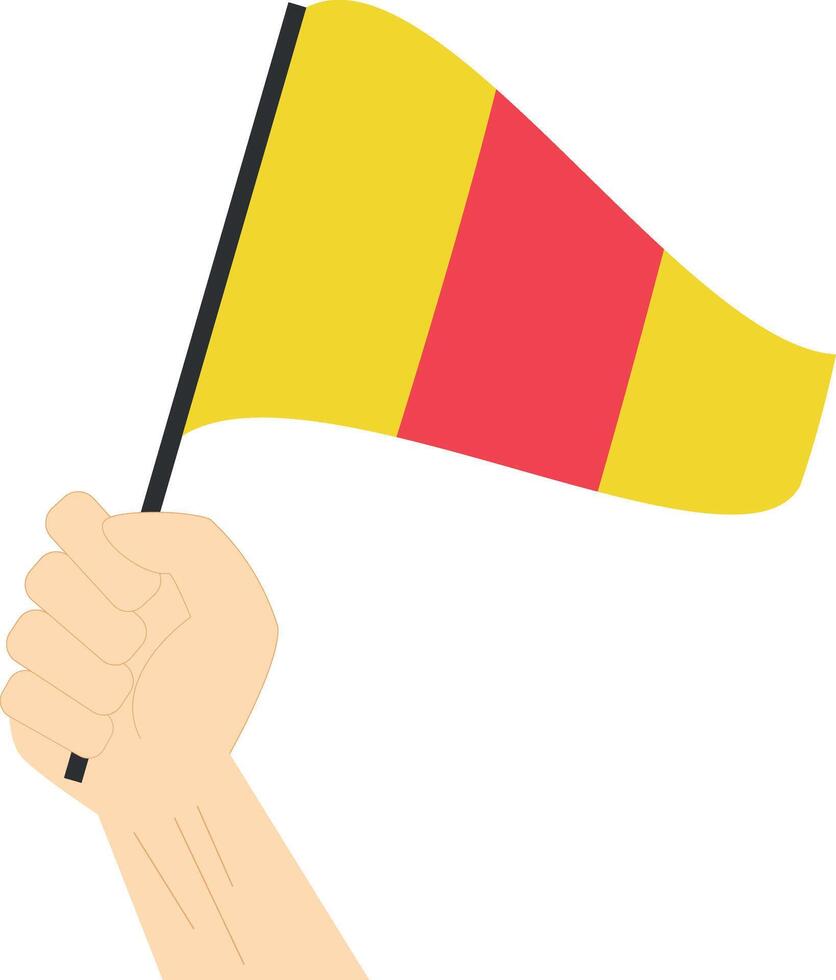 hand- Holding en stijgende lijn de maritiem vlag naar staan voor de aantal nul illustratie vector