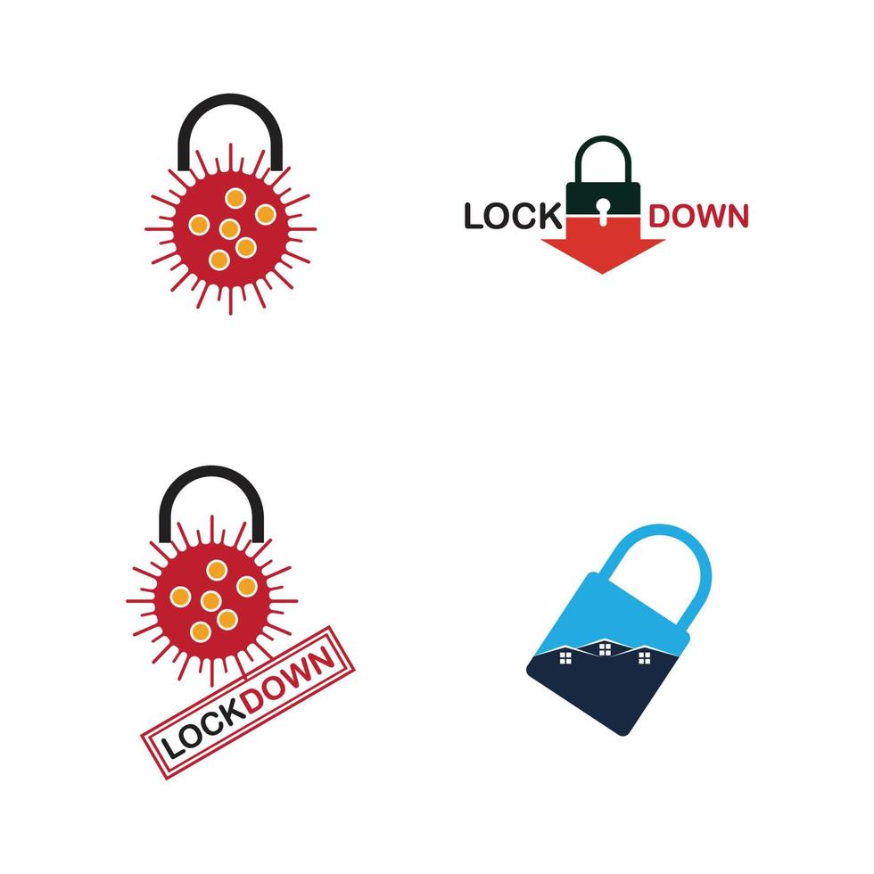 lockdown logo vector illustratie ontwerpsjabloon