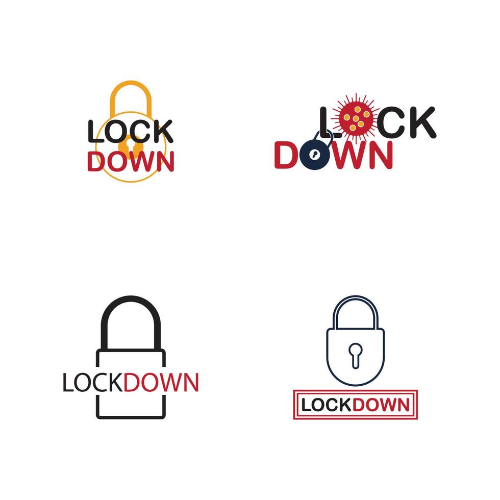 lockdown logo vector illustratie ontwerpsjabloon