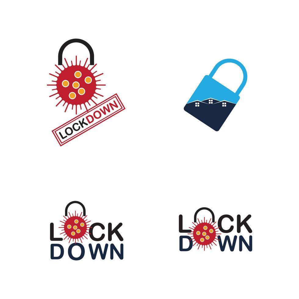 lockdown logo vector illustratie ontwerpsjabloon