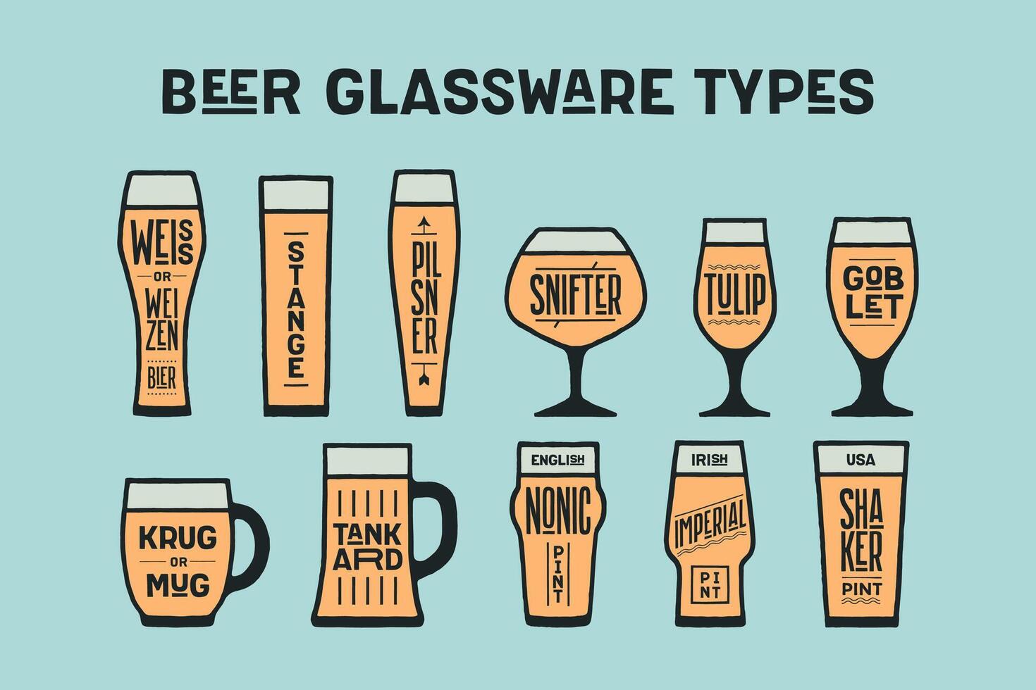 poster bier glaswerk types vector