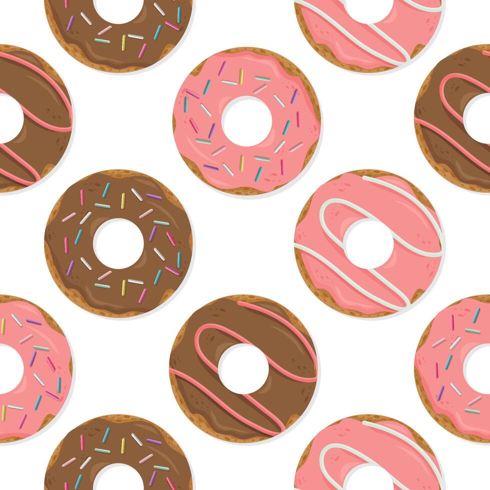 zoet zomer naadloos patroon met donuts illustraties. vector