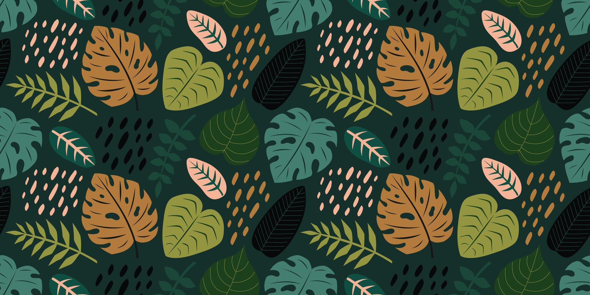 naadloos patroon met tropisch bladeren. abstract exotisch gebladerte achtergrond. modern exotisch oerwoud planten, monster, banaan boom. vlak illustratie vector