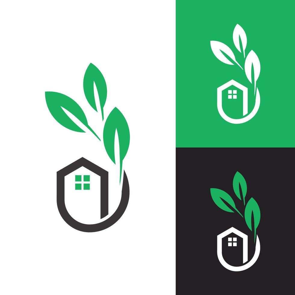 modern minimalistische tuin huis logo voor landschapsarchitectuur, gazon zorg bedrijf, bedrijf, handelaar, enz. vector