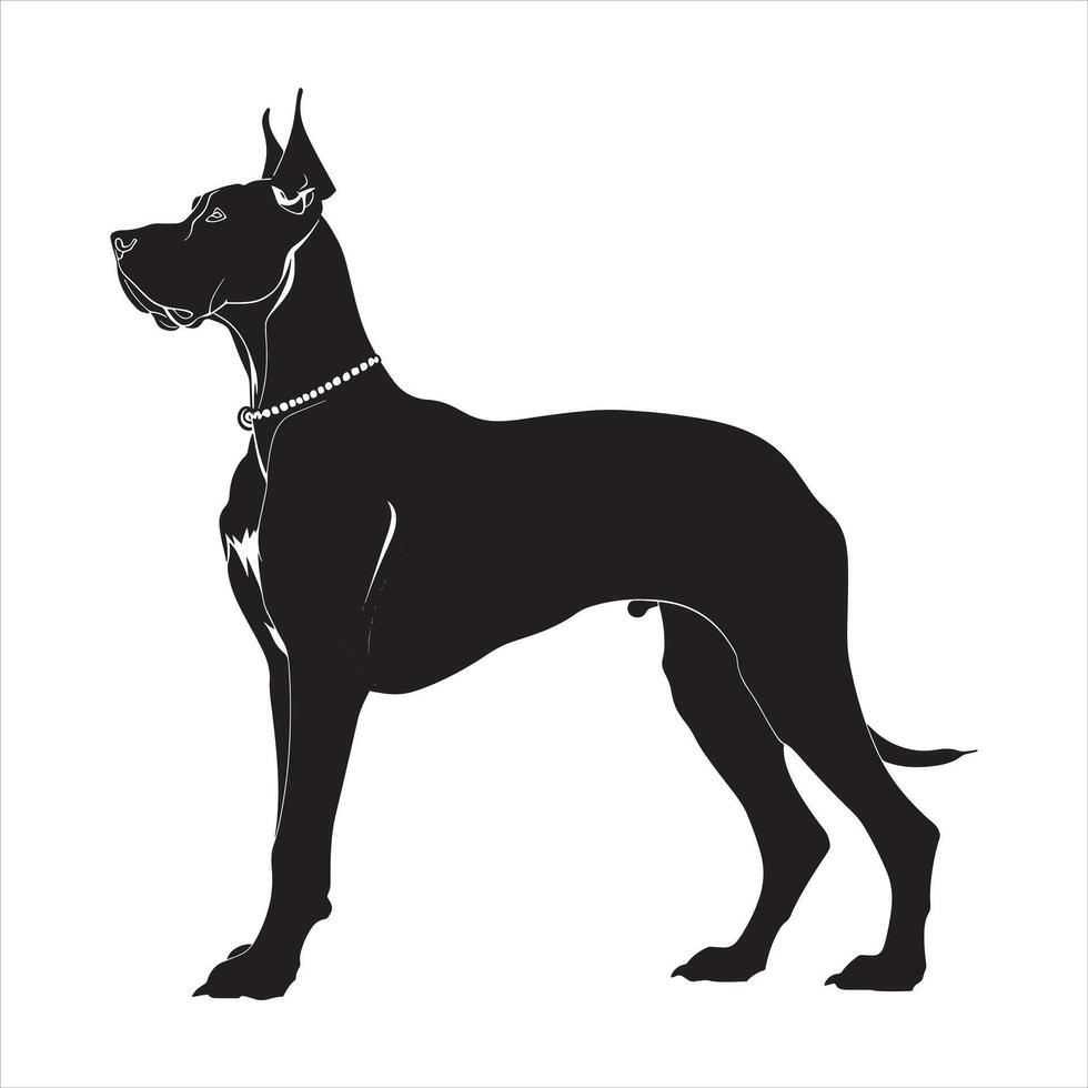 vlak illustratie van Super goed dane hond silhouet vector