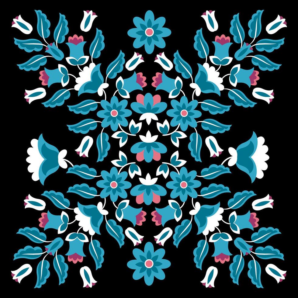 symmetrisch samenstelling van bloemen Mexicaans borduurwerk vector