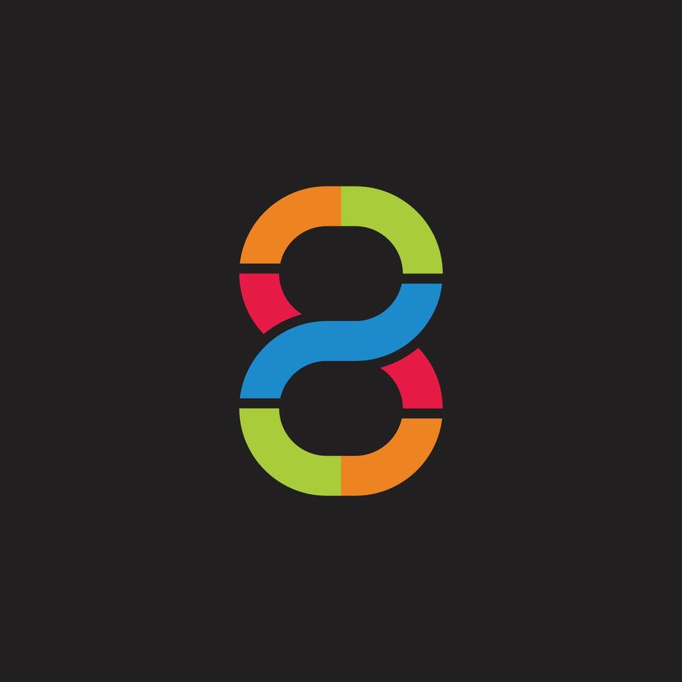 aantal 2 8 kleurrijk oneindigheid lineair logo vector
