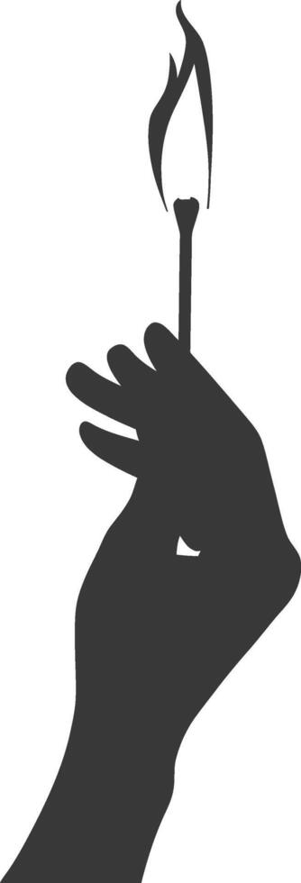 silhouet hand- Holding brandend bij elkaar passen zwart kleur enkel en alleen vector