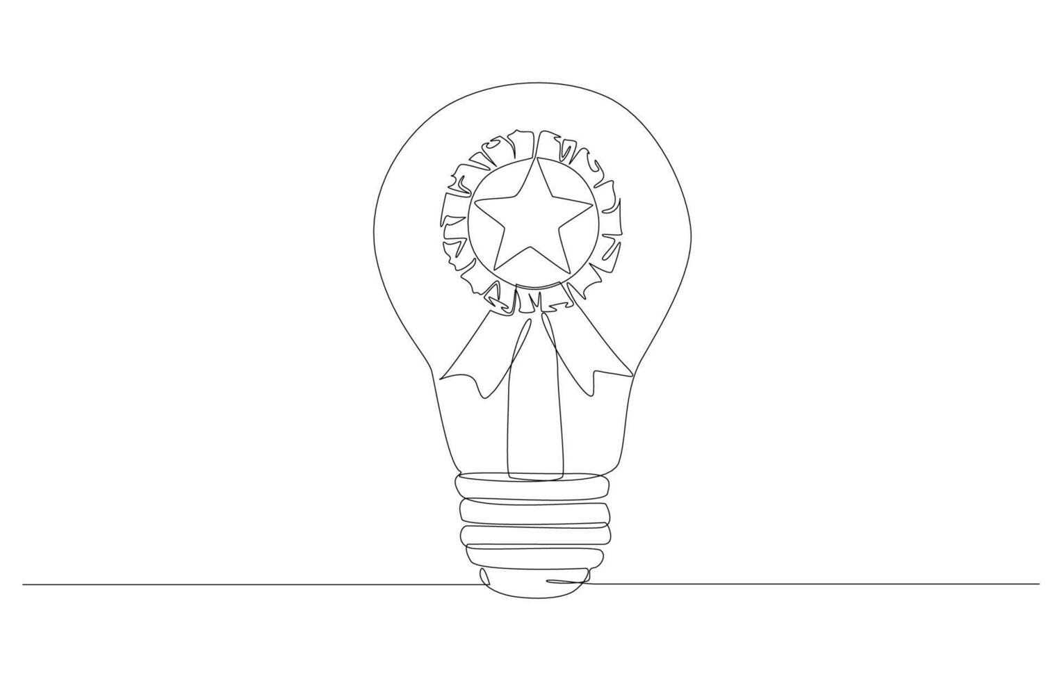 doorlopend een lijn tekening van licht lamp met ster insigne binnen, het beste idee voor werk of bedrijf, winnend idee in wedstrijd concept, single lijn kunst. vector