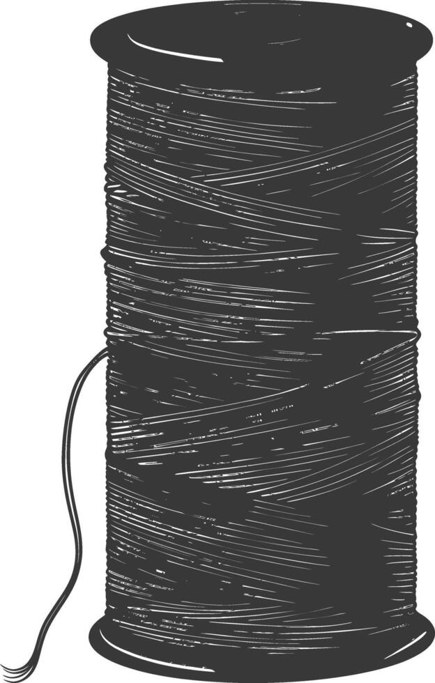 silhouet naaien draad rollen zwart kleur enkel en alleen vector