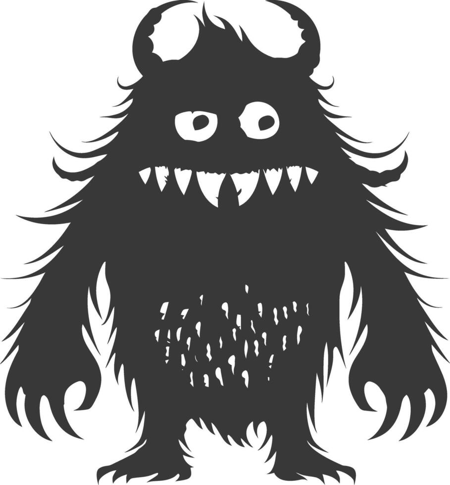 silhouet grappig monster zwart kleur enkel en alleen vector