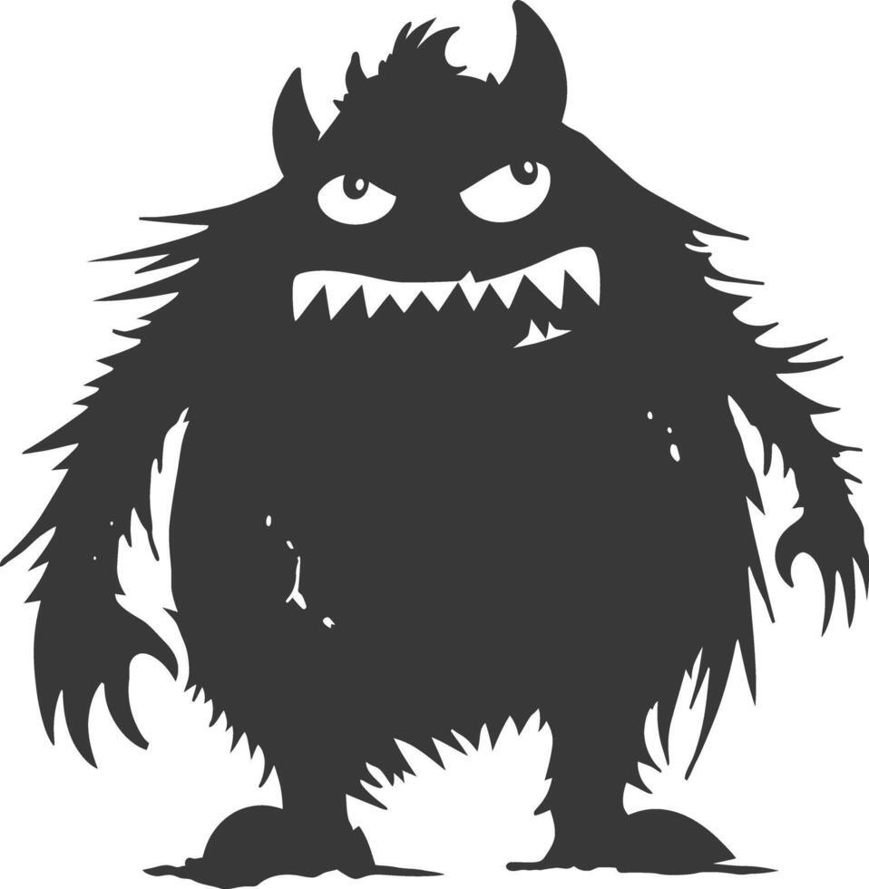 silhouet grappig monster zwart kleur enkel en alleen vector