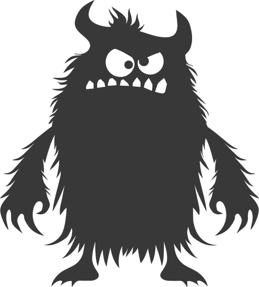 silhouet grappig monster zwart kleur enkel en alleen vector