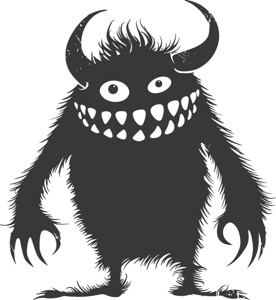 silhouet grappig monster zwart kleur enkel en alleen vector