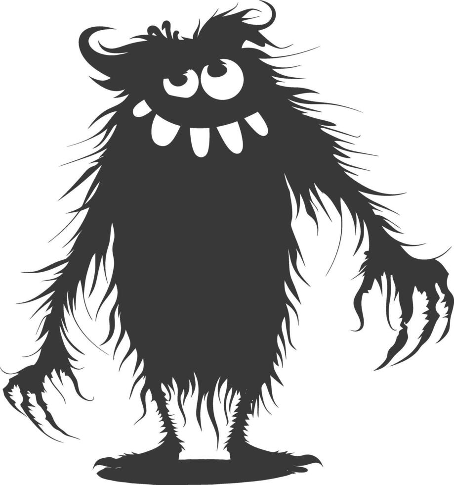 silhouet grappig monster zwart kleur enkel en alleen vector